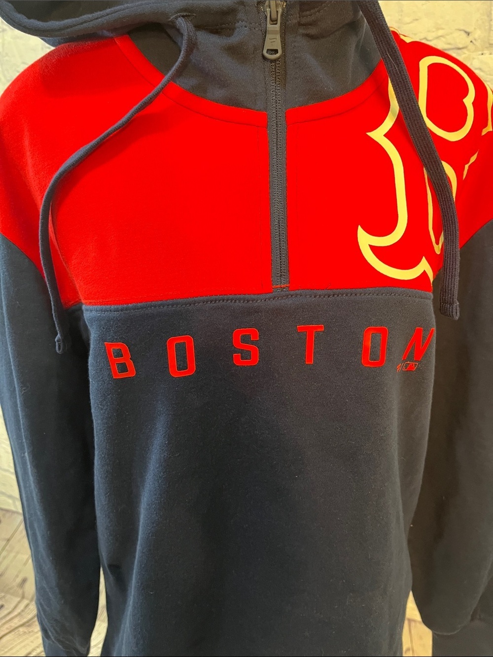 Fanatics Boston Red Sox Quarter Zip Hoodie Baseball Size Medium Fleece Lined - Picture 4 of 12